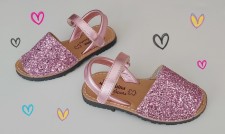 Abarca-Menorquina In Glitter Gold And Velcro "Made in Spain".